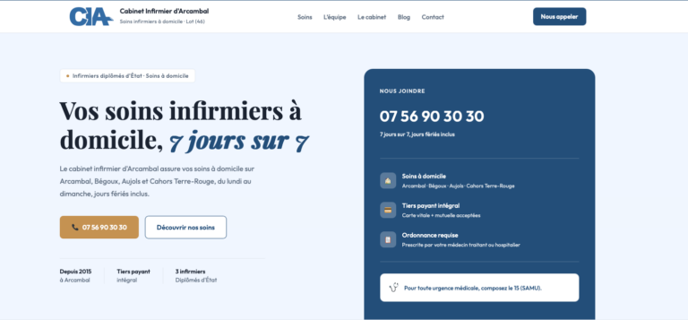 capture d'écran de la page d'accueil du site